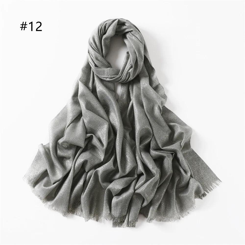 New Fashion Glitter Hijab Cotton Scarf Wraps Autumn Headscarf Shawls Muslim Scarf For Women Shimmer Fringe Scarves Instant Hijab