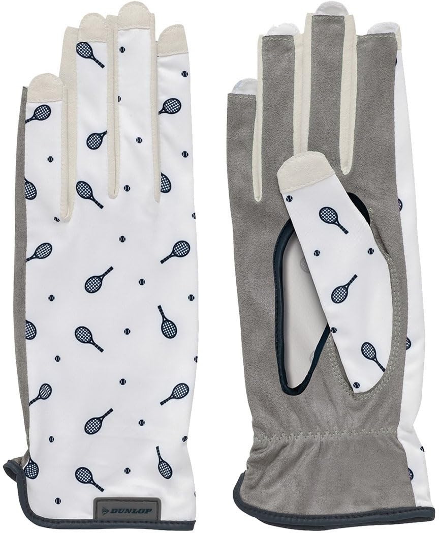 Dunlop Tennis Gloves Tennis Motif Size M (Pair) - Pattern, White, (TGG0662W) белый