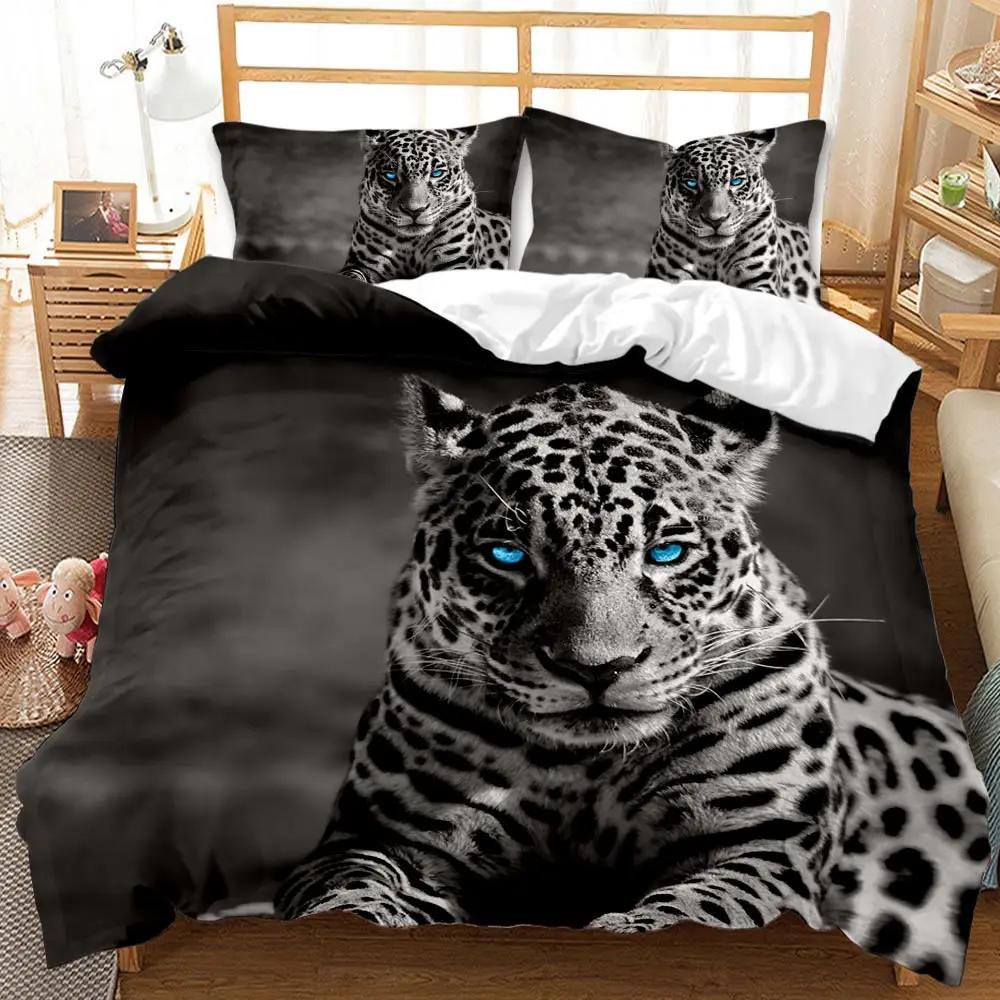 Tiger Duvet Cover Set Twin for Boys Men Wild Animal Printed Bedding Set Animal Polyester Comforter Cover Double Queen King Size