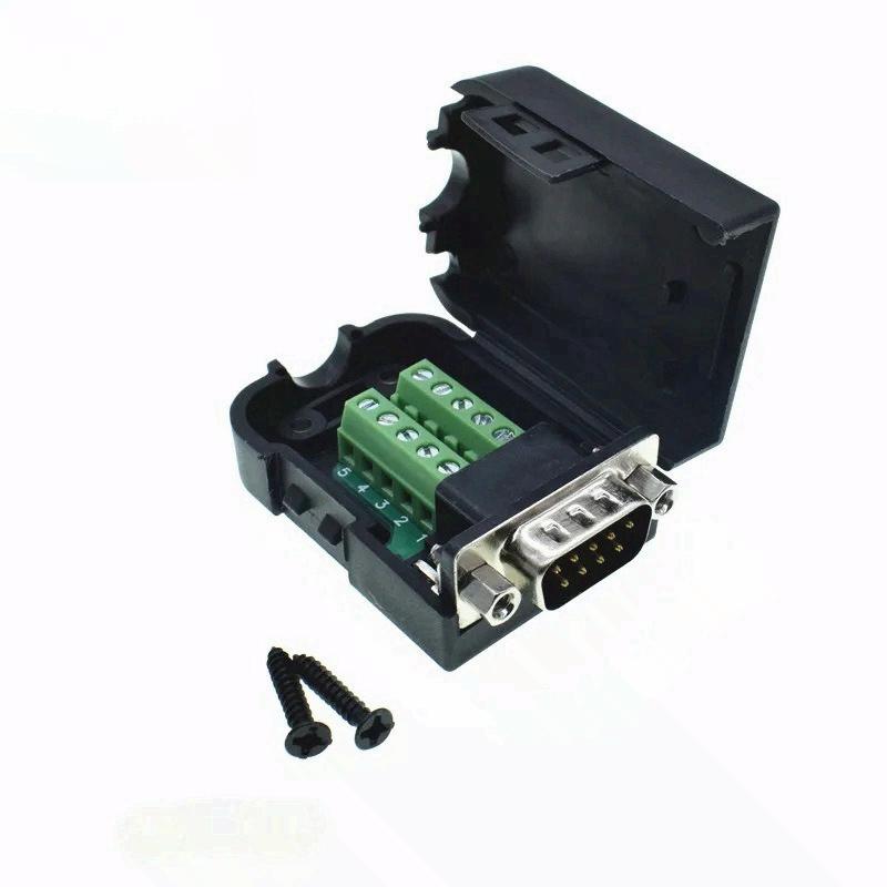 DB9 Male Female Solderless Serial Port Cable Adapter with Housing 485 Plug RS232 COM Adapter Cord Terminal