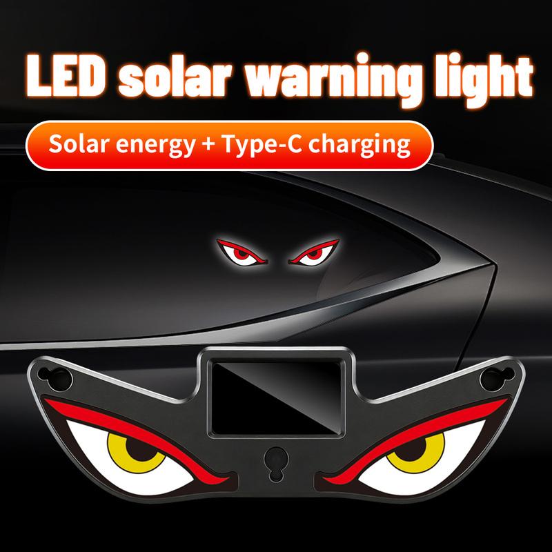 Solar Demon's Eye Car Dynamic Eyes LED Light Blinking Moving Eyes Car Lights Ambience Lamp Decoration No Wiring Required