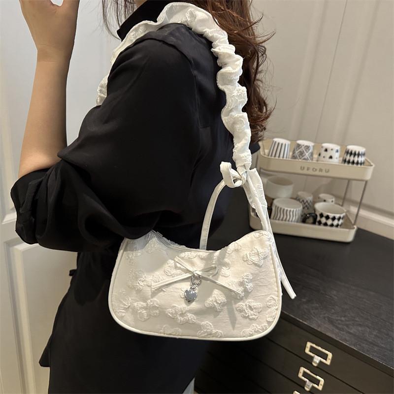 Piccola Borsa a Spalla Francese da Donna Moda Estiva Materiale PU Con Chiusura a Zip Per Uso Quotidiano