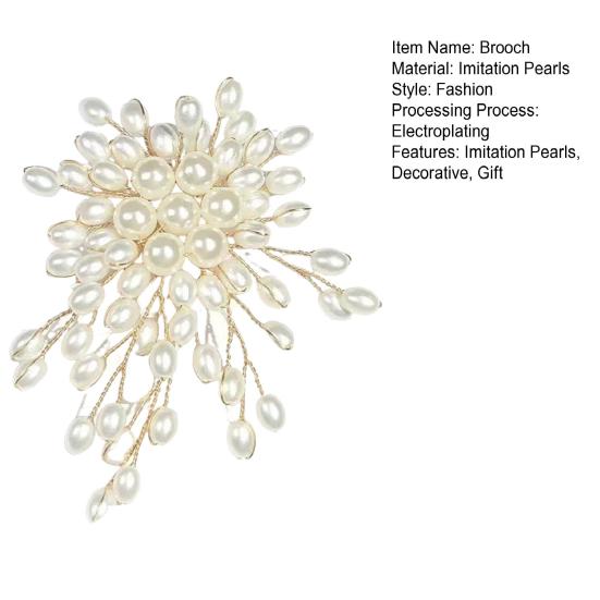 Women Brooch Hand-Woven Irregular Imitation Pearls Brooch Suit Coat Collar