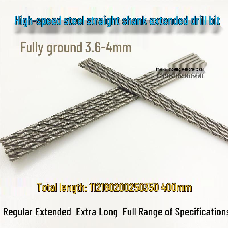 Fully Ground Extra Long Spiral Drill Bit Set: 3.6mm, 3.7mm, 3.8mm, 3.9mm, 4mm - 160mm to 400mm Length, Straight Shank