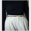 Luxury Ladies Slim Waist Belt Retro Spring Buckle Design Leather Belt Adjustable Length Skinny Belt