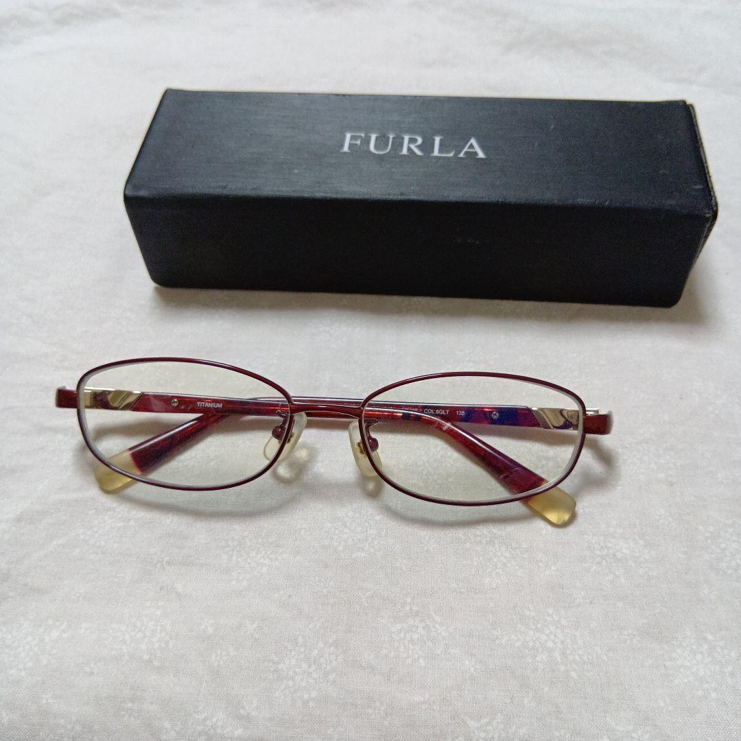 Used Furla Glasses Bordeaux Red Oval