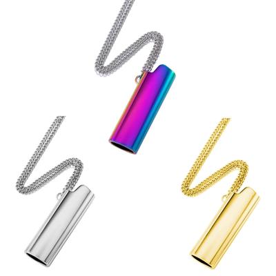 Lighter Cover Necklace Creative Lighter Case Necklace Stainless Steel Texture Pendant Necklace for Convenient Carrying