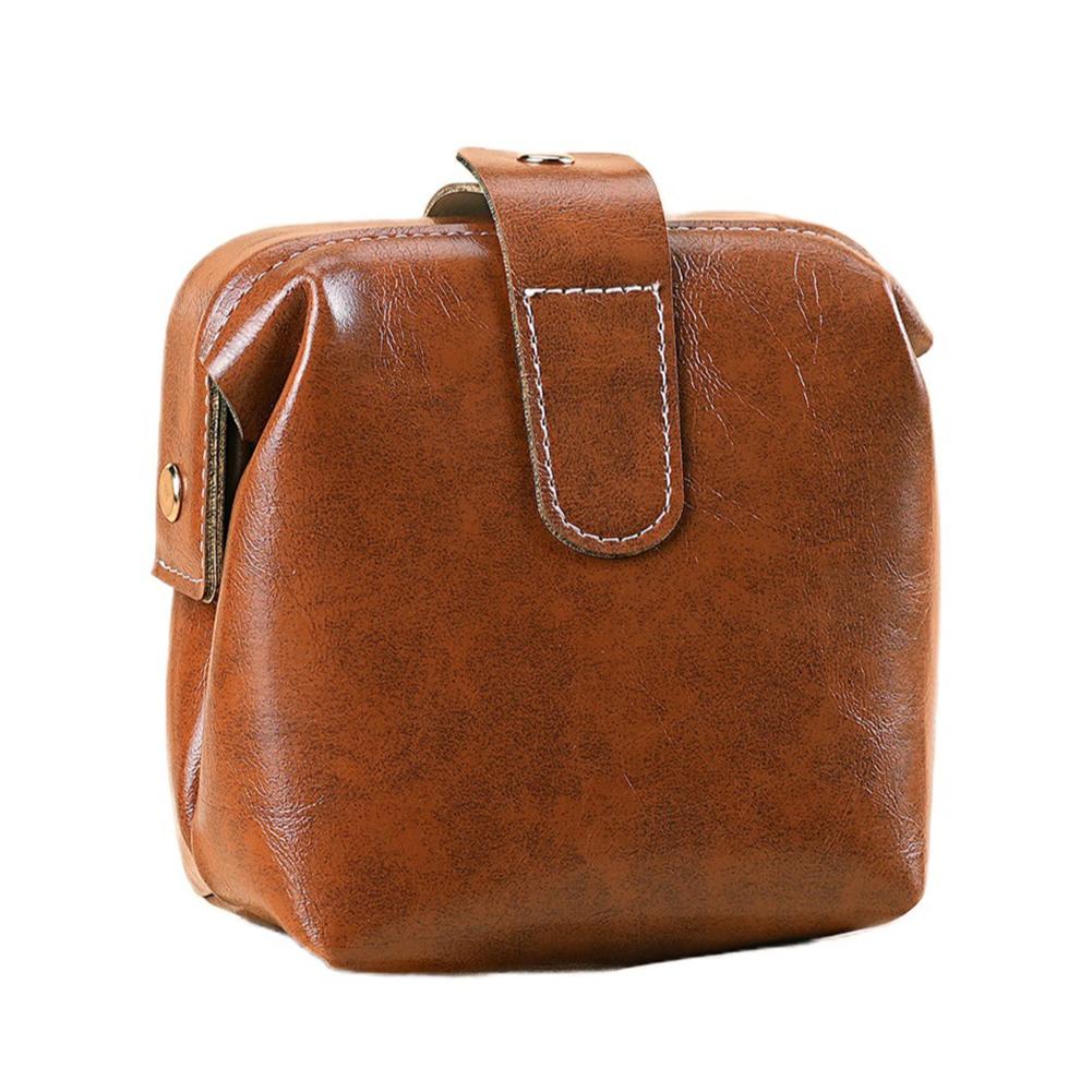 

Soft Leather Headphone Bag Lipstick Storage Bag Retro Style Jewelry Storage Bag Small Travel Makeup Bag Portable Wallet светло-коричневого