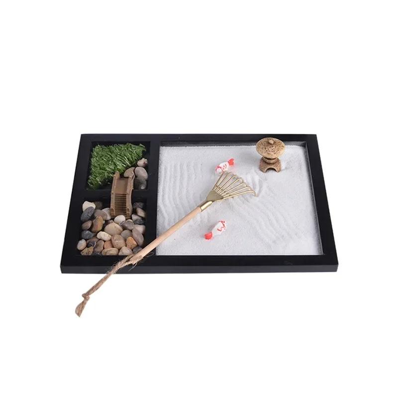 Písek Zenové zahrady Meditace Mírumilovná Relaxační Dekorační Sada Duchovní Buddha Kadidelnice Feng Shui Jóga Dekor