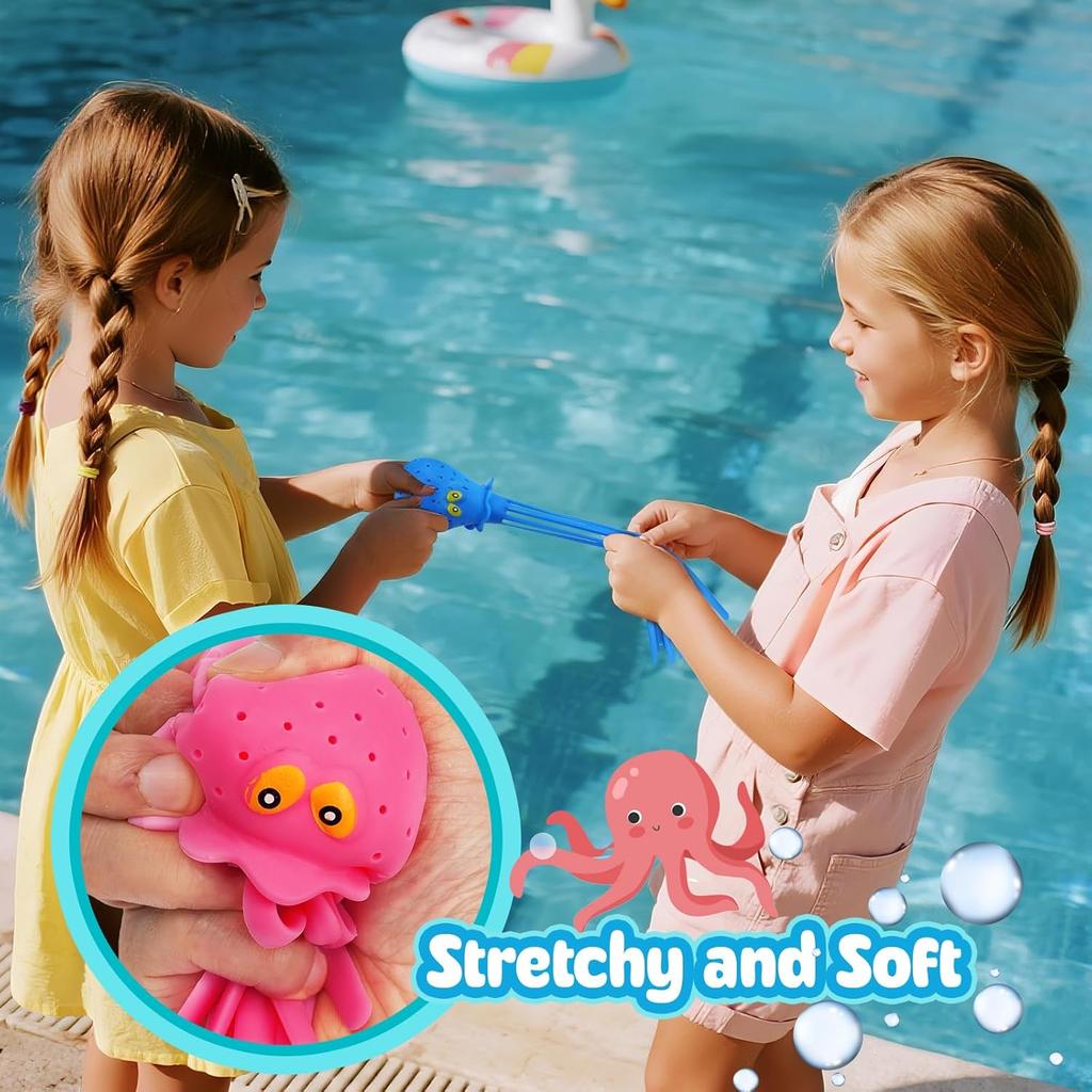 Octopus Water Splash Balls - Floating Sensory Stress Relief Toy for Pool, Bath and Beach - Outdoor Water Activity Game for Kids