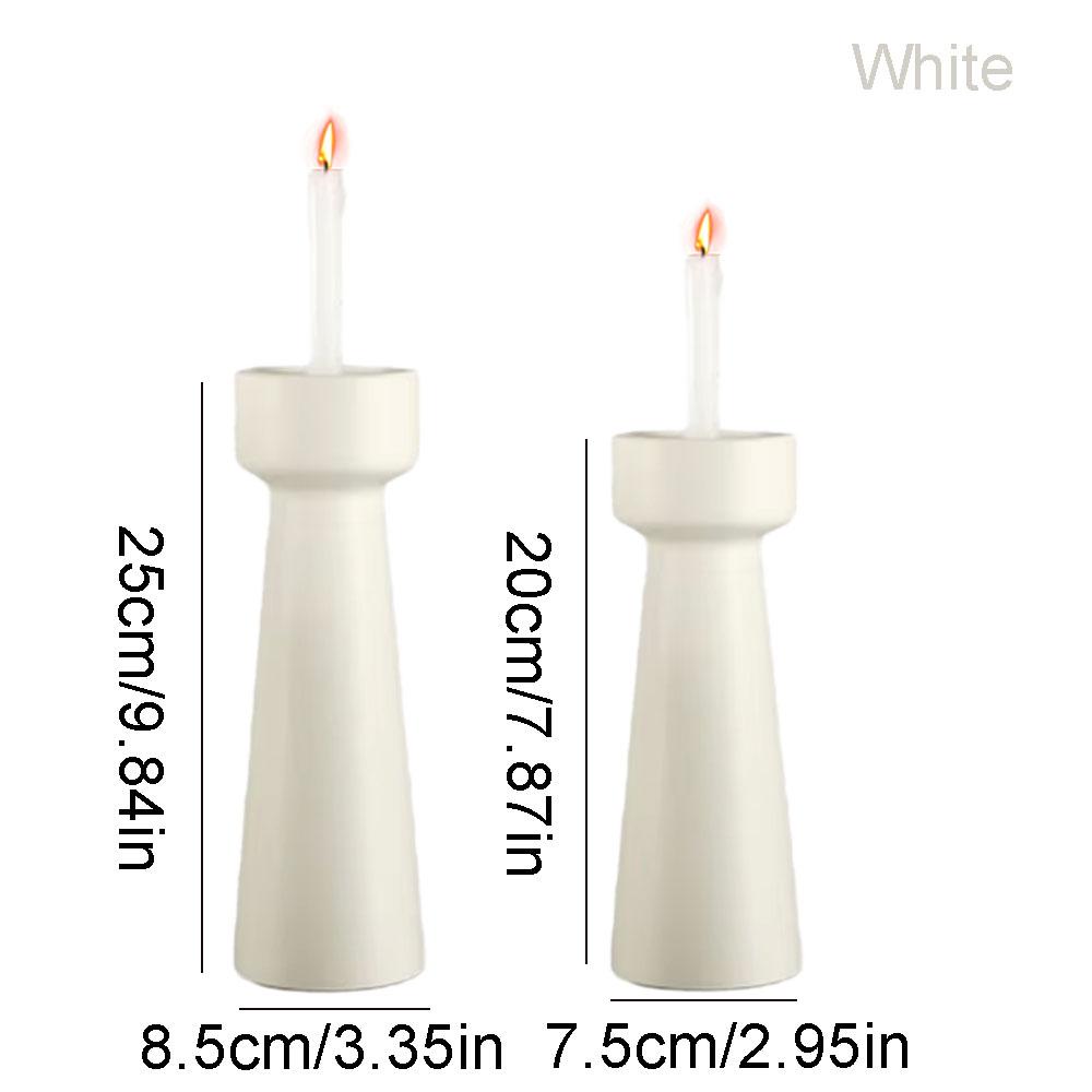 Lujoso juego de 2 candelabros de pilar Contenedor de vela perfumada Candelabros de cerámica para velas cónicas Grandes Pequeños Adorno de yeso Decoración artística para el hogar Regalos de boda