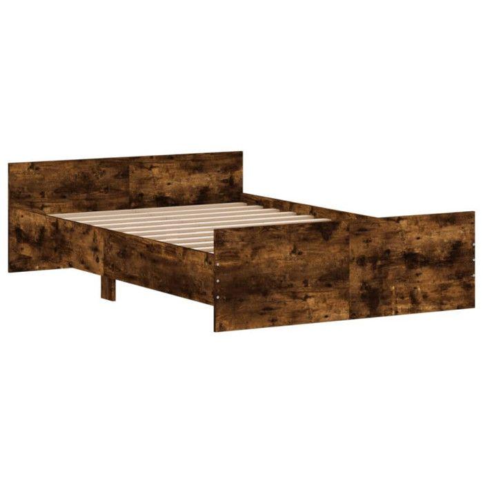 VidaXL Cadre de lit tête de lit et pied de lit chêne fumé 120x190 cm 3203779