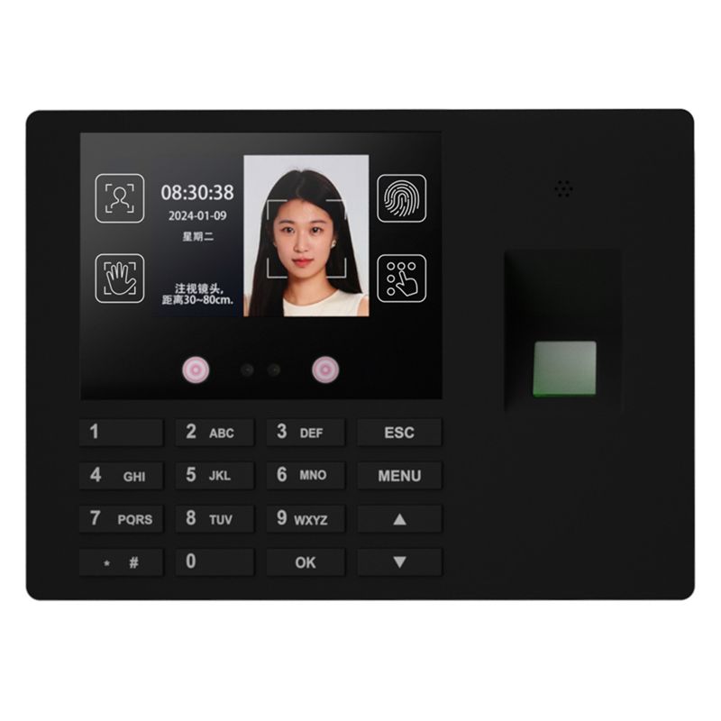 [Techverse]-Three In One Attendance Machine Fingerprint Recognition Facial Recognition Password Recognition Multi-Functional