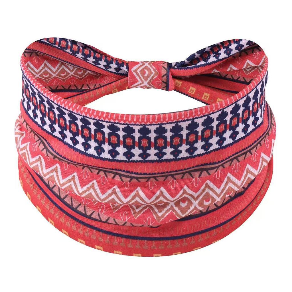 Bohemian Women's Stretchy Wide-Brim Headscarf for Yoga, African Print Headband