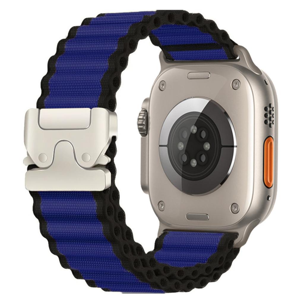 Watch Band For Apple Watch Series 11 10 42mm / 9 8 7 41mm / SE3 SE2 SE 6 5 4 40mm / 3 2 1 38mm Parachute Buckle Wide Ripple Pattern Nylon Wrist Strap