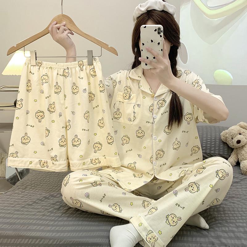 

Пижама с коротким рукавом Chiikawa Usagi - Милая летняя домашняя одежда в японском стиле для женщин M (80–95 lbs)