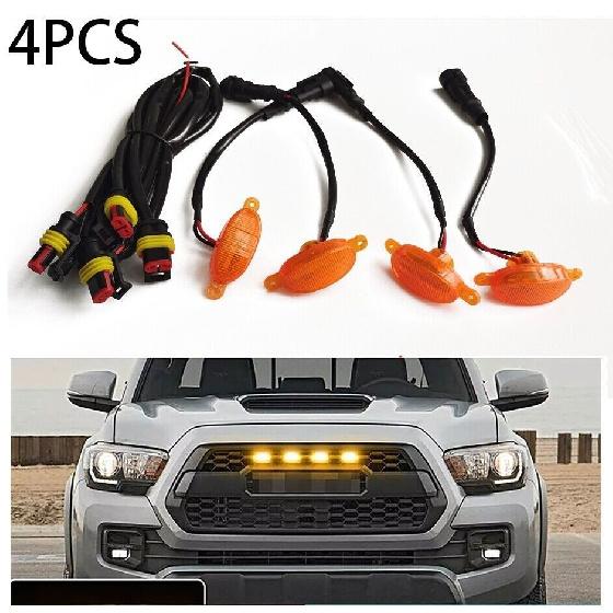 Янтарно-желтая передняя решетка светодиодные ходовые огни для Ford Raptor стиль крышка решетки*4