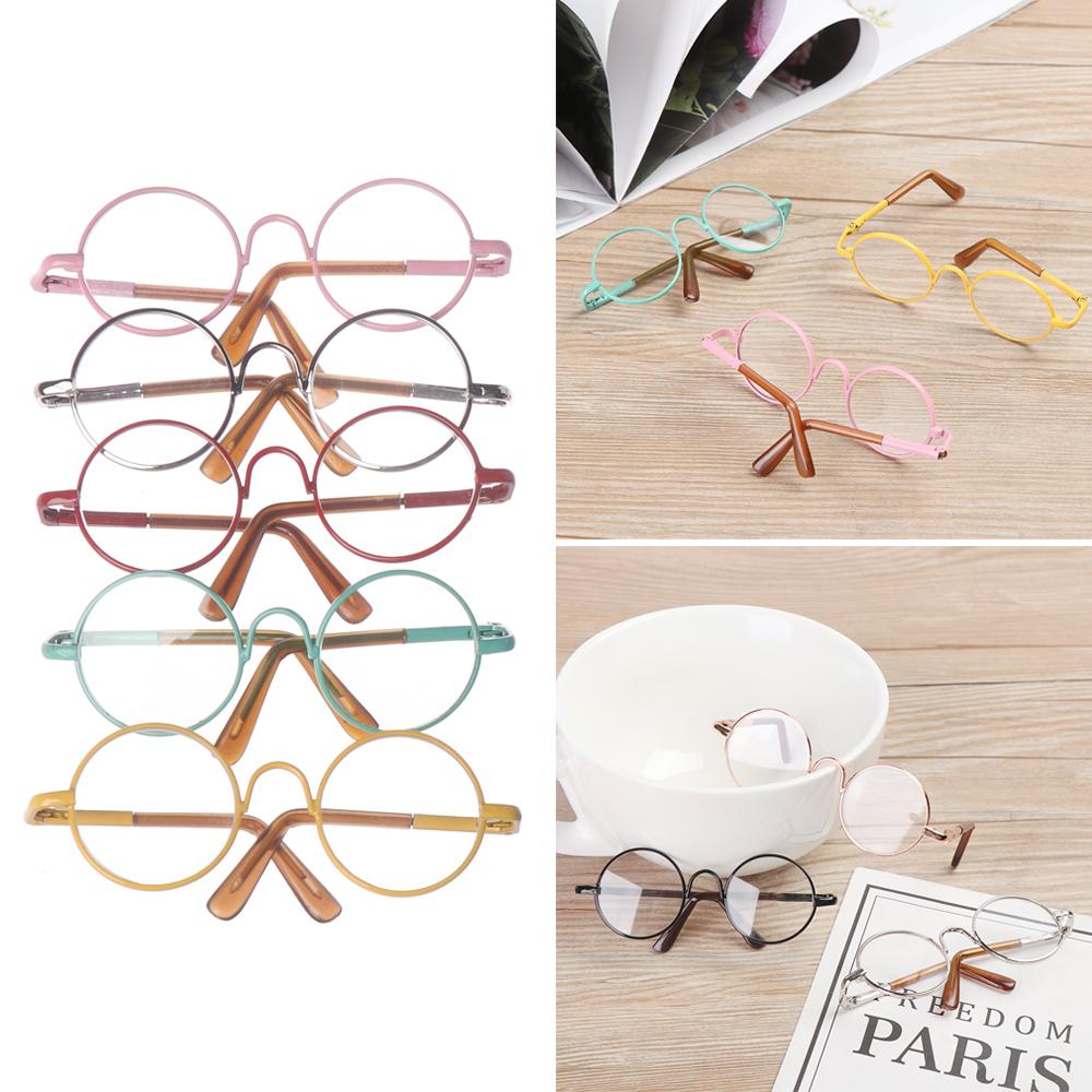 Miniature Doll Eyewear Classic Retro Metal Round Frame Spectacles Doll Toy Mini Glasses For 12/18 Inch Dolls Colorful Eyeglass