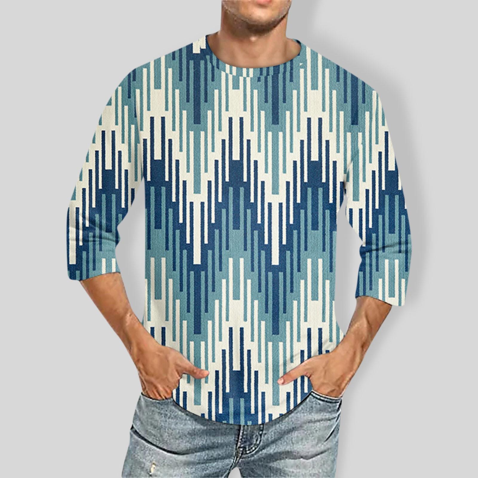 

Чоловіча однотонна футболка з круглим вирізом і три чверті S синій