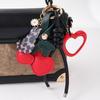 Heart-shaped Mirror Cherry Leather Keychain Bag Accessories Cat Cherry Bag Pendant  Birthday Gift