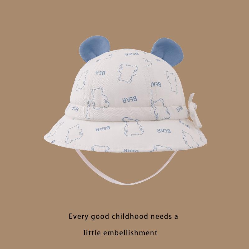 Baby and Toddler Pot Hat Spring and Autumn New Style Small Bear Cute Baby Fisherman Hat Sun Protection Sun Protection Versatile Hat for Boys and Girls