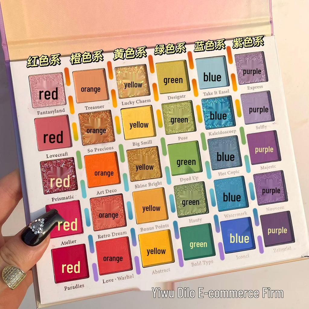 Dopamine Rainbow Candy Eyeshadow Palette: 30-Color Matte, Shimmer, Glitter, Long-Lasting Smoky Makeup