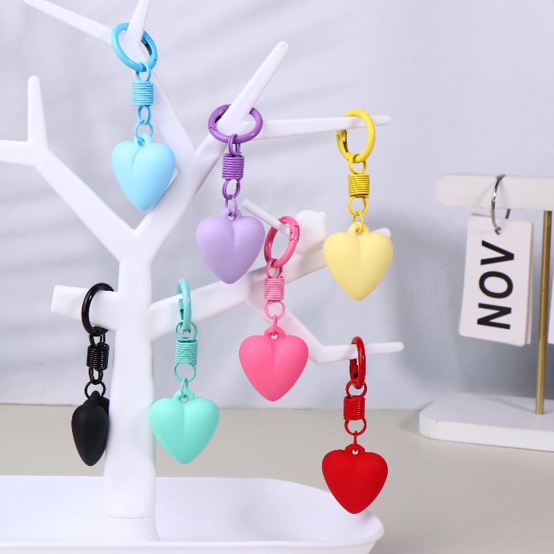 2Pcs Cute Candy Color Heart Keychain Korean Simple Love Keyring Bag Pendant Hanging Decoration Car Key Holder Couple Gifts