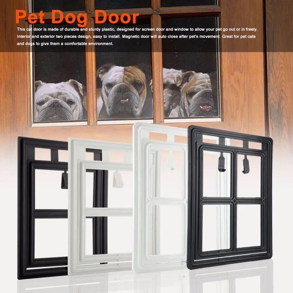 Mosquito Proof Security Flap Gate Plastic Sliding Door Screen Cat Door Hole  For Small Medium Pets