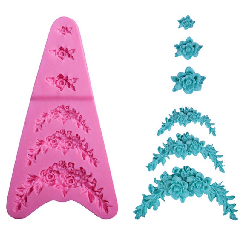 Stampo in silicone per ghirlanda di fiori di rosa, bordo per torta, gioielli, strumenti per decorare matrimoni
