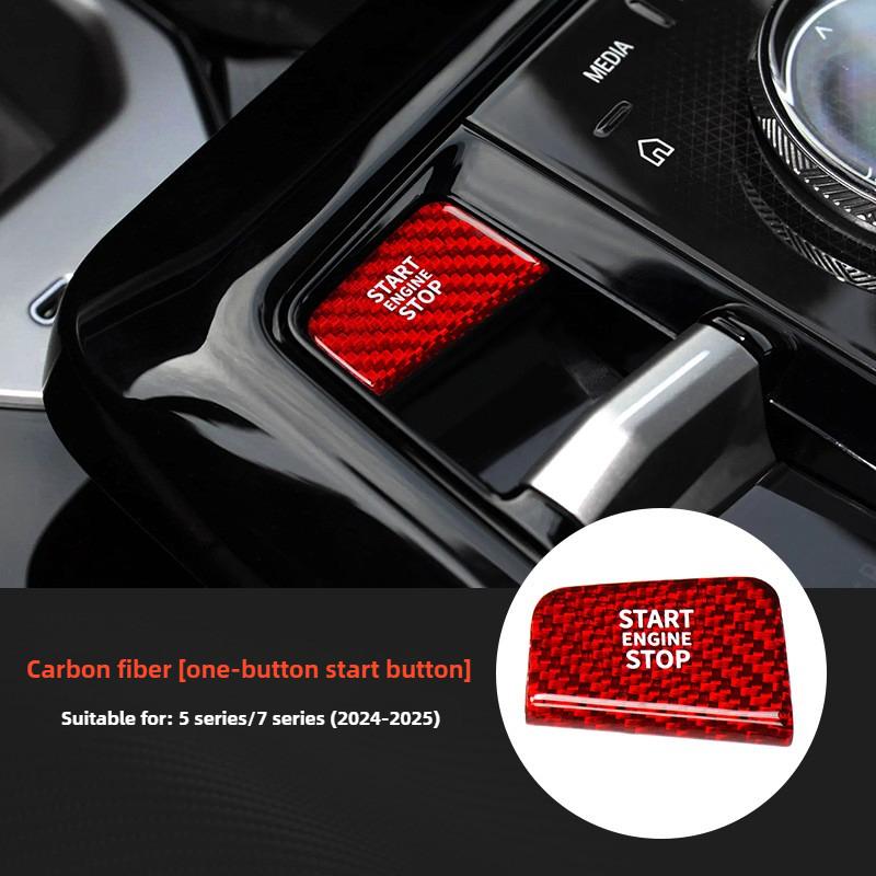 Carbon Fiber Interior Trim Cover Sticker Engine Start/Stop Button For 5 Series G60 G70 2025-2025