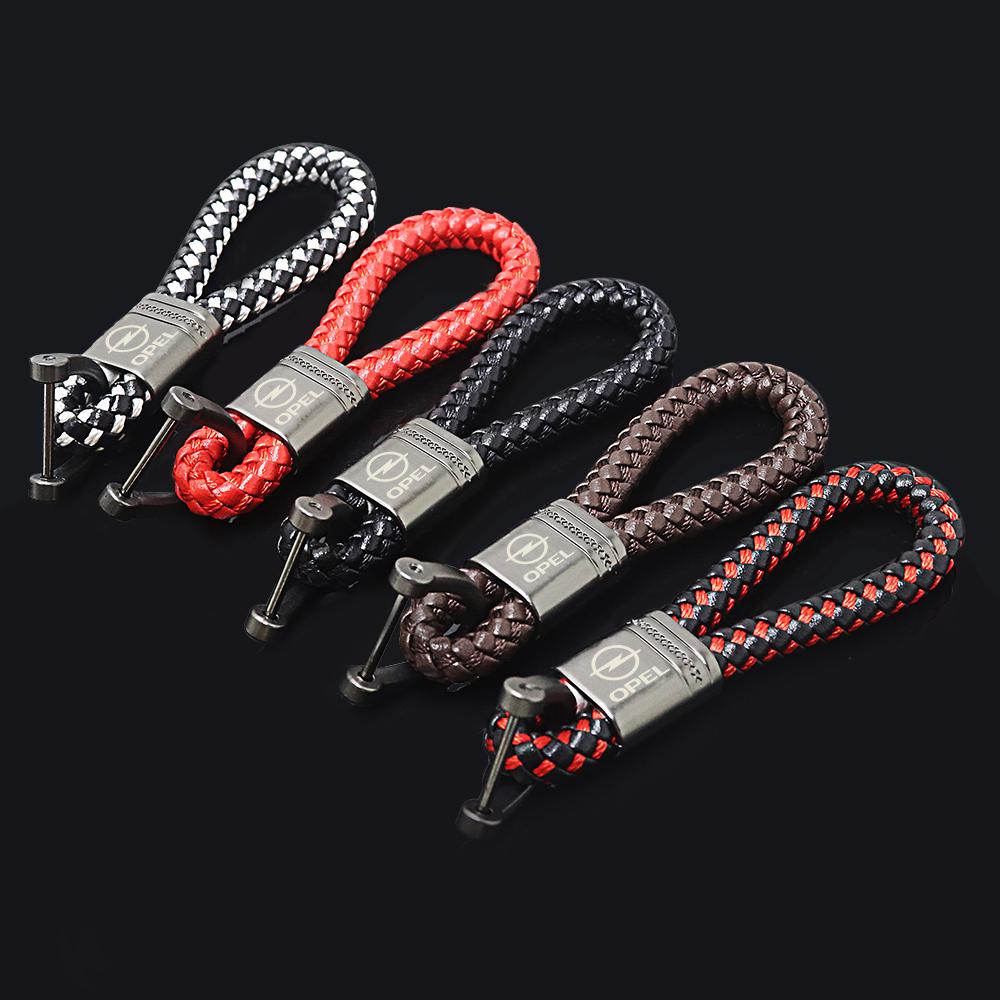 Dalxrz1 Daktpw1 Leather Rope KeyChain Hand Woven Horseshoe Buckle Key Ring Car Key Rings For Opel Astra G H J Insignia Zafira Corsa D C Vivaro Z