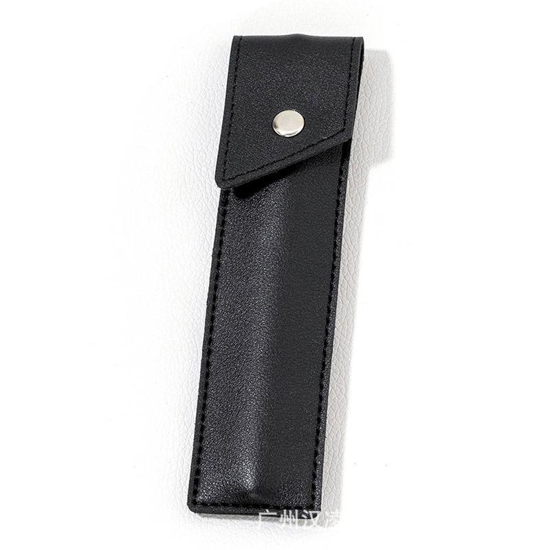 Solid Color Portable Leather Pen Case Single Pen Protective Case Anti Drop Pen Case
