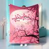 Pink Cherry Blossom Theme Pattern Flannel Printed Blanket Suitable for All Seasons Suitable for Living Room Office Sofa Travel