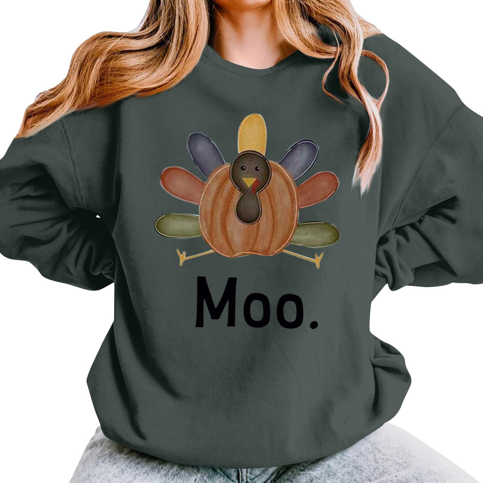 Женская повседневная мода День благодарения с принтом длинный рукав O-образный вырез — фото 11