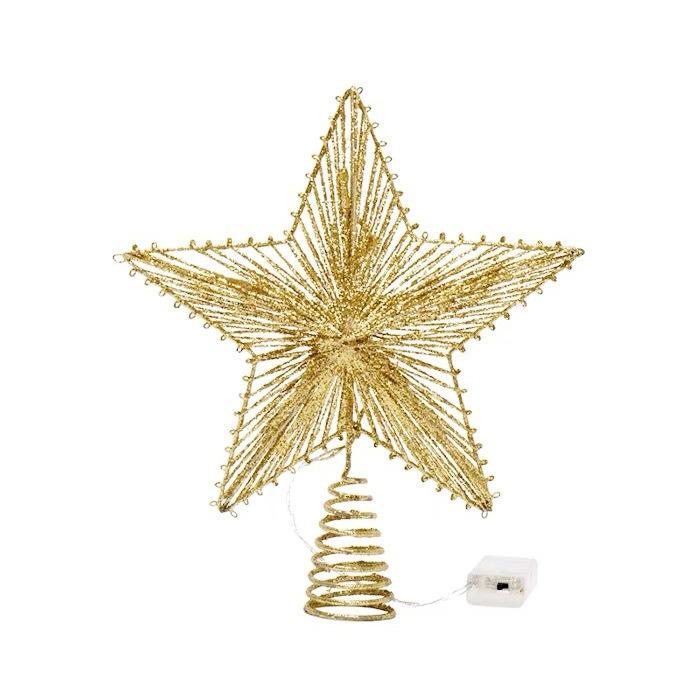 Wrought Iron Luminous Glitter Treetop Star Christmas Decoration