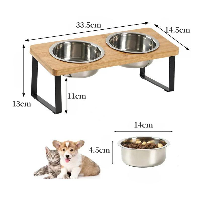 1 piece wooden pet feeder, anti knock and cervical protection for dogs, cat, large feeding bowl holder, wooden dog bowl