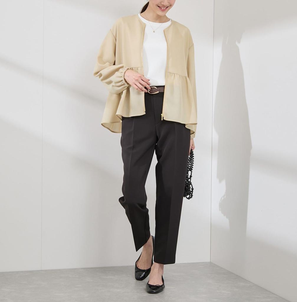 ROPE PICNIC Mesh Peplum Blouson Beige Women's GDL15010,