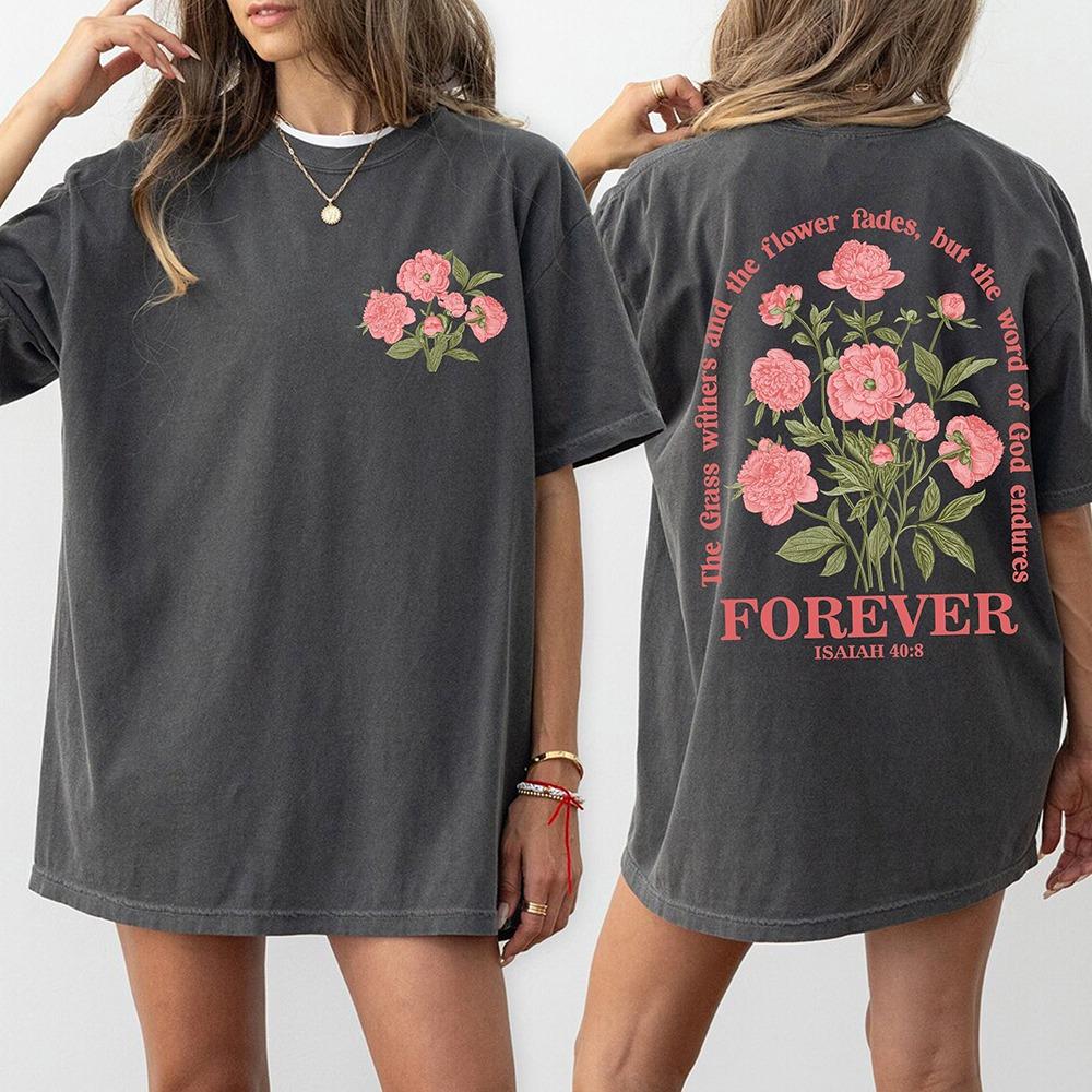 

Pink Beautiful Flowers Forever Printed Short Sleeve Women Cotton Hip Hop T-Shirts Summer Comfortable T Shirt Loose Clothes S