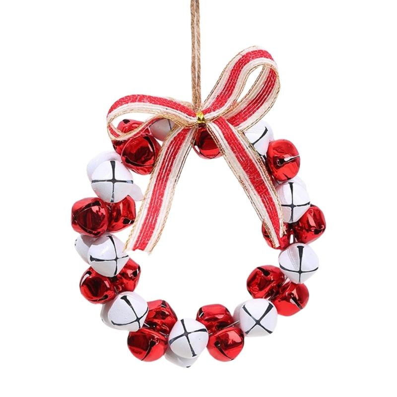 Metal Christmas Bell Decoration 13x20cm Small Christmas Wreath For Front Door Christmas Tree Holiday Hanging Decoration