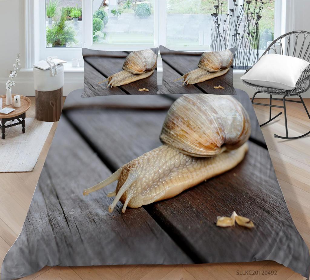 Bedding Cover Suit 2/3 Pcs Snail Home Bedclothes Unique Design Insects Quilt Covers with Pillowcase Bed Sets
