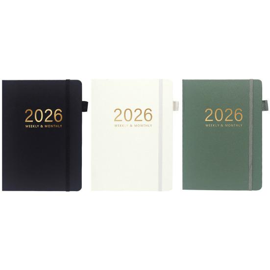 2026 Planner A5 Hardcover Daily Organizer with 12-Month Calendar Goal Tracking And Elastic Closure Productive Daily Agenda Book for