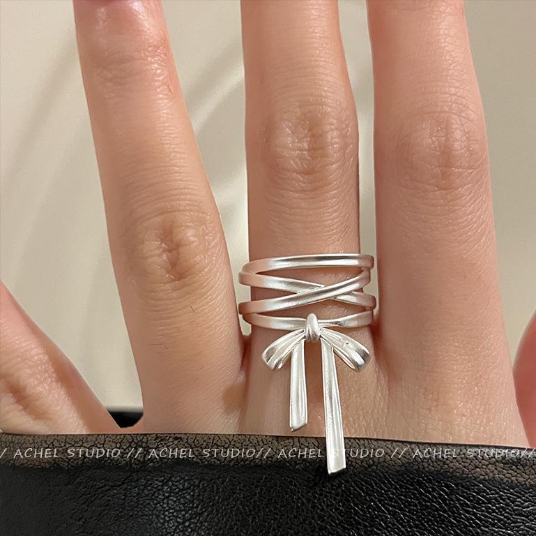 Exquisite Ballet Bow Ring: Fashionable, Trendy Open Design for Index Finger Adjustable Open