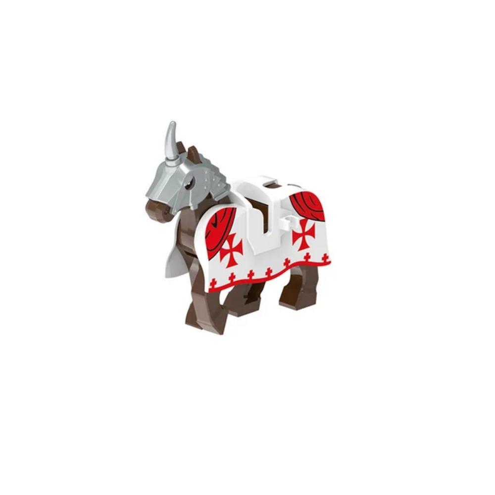 Militära Medeltida Byggklossar Soldatfigurer Riddare Utrustning Djurtillbehör Fäste Rüstning Krigshäst Miniklossar MOC