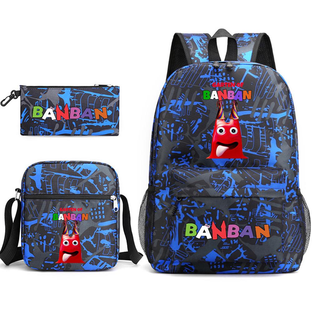 Three-piece Foreign Trade Schoolbag Casual Canvas Backpack Male and Female Students Backpack Printing