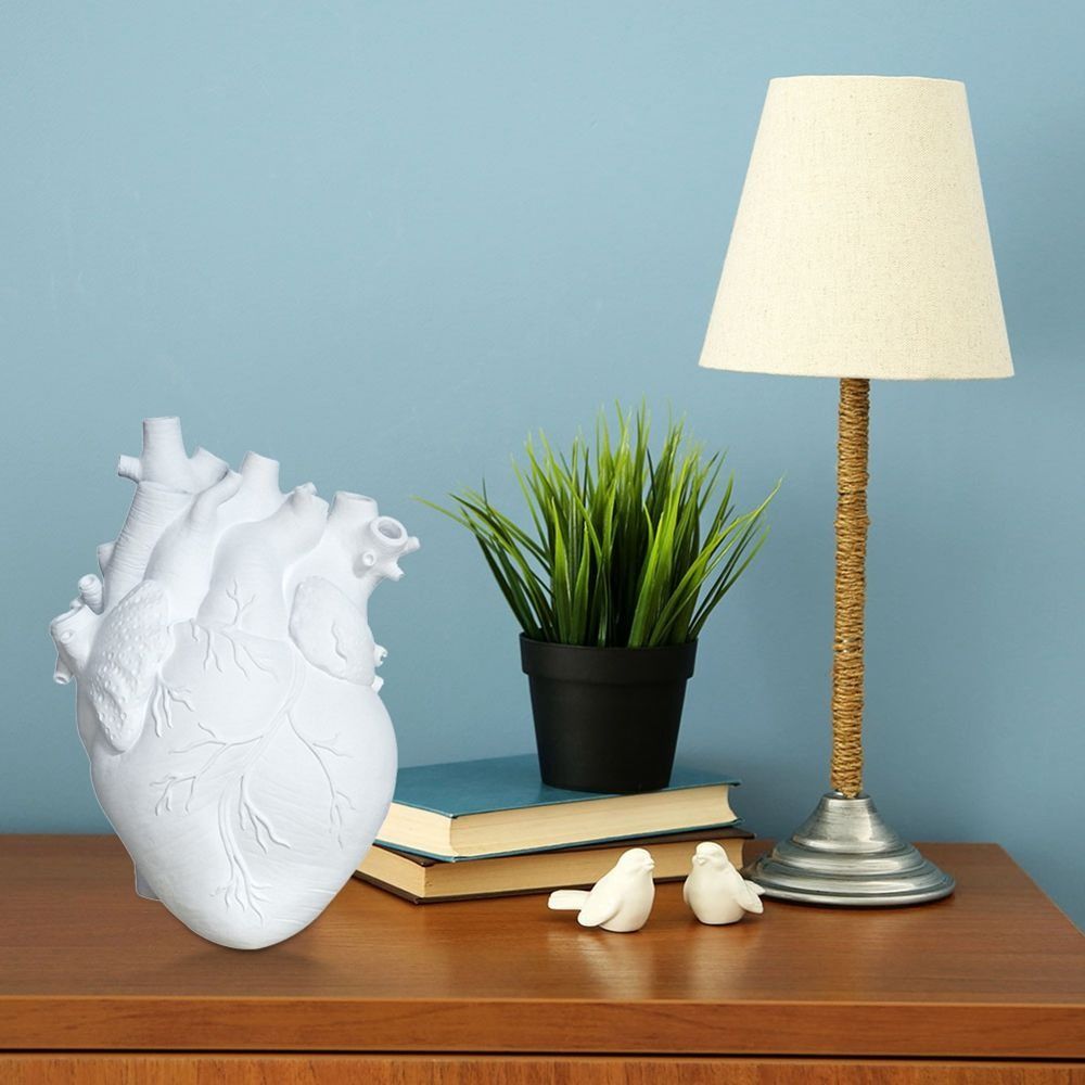 Anatomical Heart Shape Flower Vase Art Style Flower Plant Container Vase Resin Ornaments  Bedroom