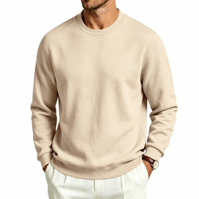 Herren lockerer Fleece-Rundhals-Langarm-Freizeit-Sweatshirt