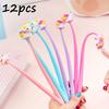 12pcs Cute Colorful Pony Rocker 0.5mm Neutral Pen Cartoon Shape Writing Tools Prize Rocker Student Gift Pen Black Back To School