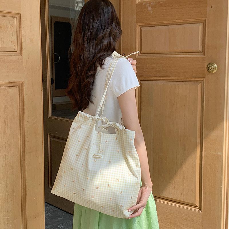

Early Spring Plaid Bow Lanyard Shoulder Bag - Large Capacity and Versatile for Women