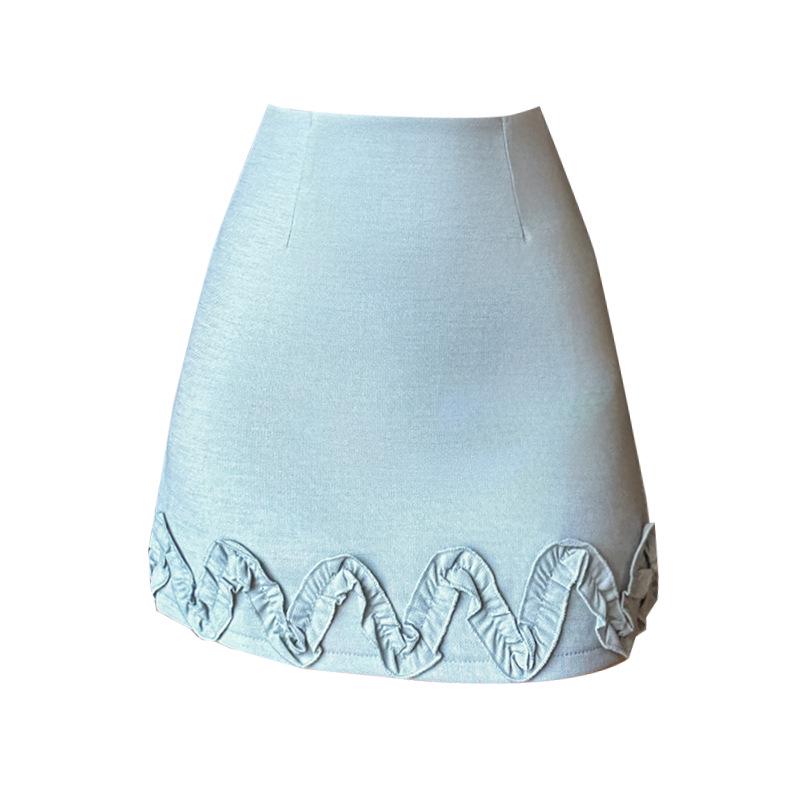 Women's Spring/Summer 2026 Stylish High-Waisted A-line Skirt with Ruffle Edge and Anti-Exposure Shorts