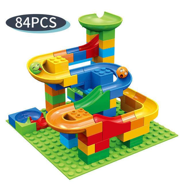 Marble Race Run Block Small Size Building Blocks Maze Ball Funnel Slide Blocks DIY Creative Assemble Bricks Toys for Kids Gift